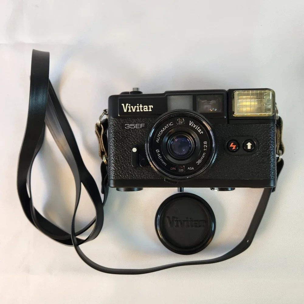 Vintage Vivitar 35EF 35mm Rangefinder Camera FULLY WORKING Flash Timer w/Case